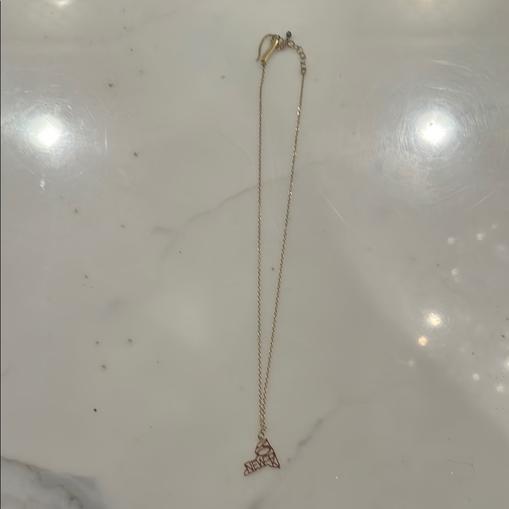 New York State Pendant Gold Plated Necklace.